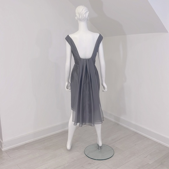 Sample NWT Lela Rose size 8 Suede Charcoal Gray- Organdy- Prisitine - Picture 4 of 9